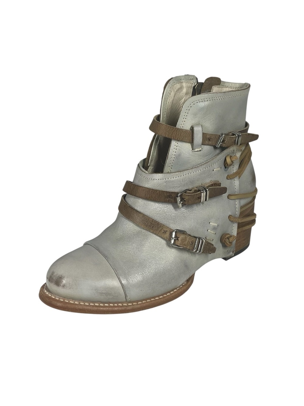 Freebird Crue Ankle Booties Boots Womens 9 Ice Grey Distressed Leather